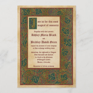 Fairytale Medieval Illuminated Manuscript Wedding Invitation
