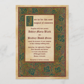 Fairytale Medieval Illuminated Manuscript Wedding Invitation