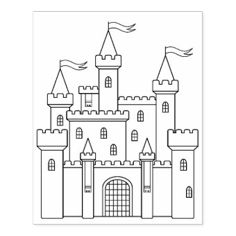 Fairytale Medieval Royal Castle Coloring Page Rubber Stamp | Zazzle