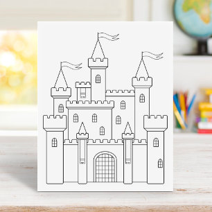 Fairytale Medieval Royal Castle Coloring Page Rubber Stamp