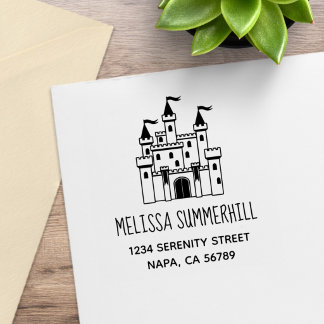 Fairytale Medieval Royal Castle Return Address Rubber Stamp