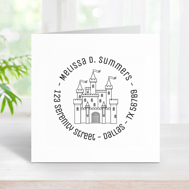 Fairytale Medieval Royal Castle Round Address Rubber Stamp (Creator Uploaded)