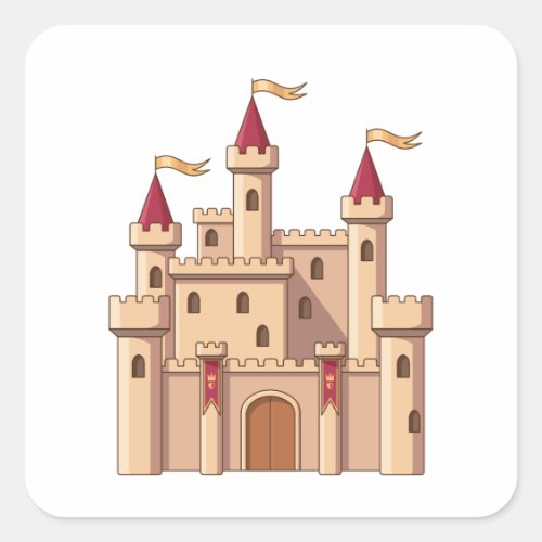 Fairytale Medieval Royal Princess Castle Square Sticker
