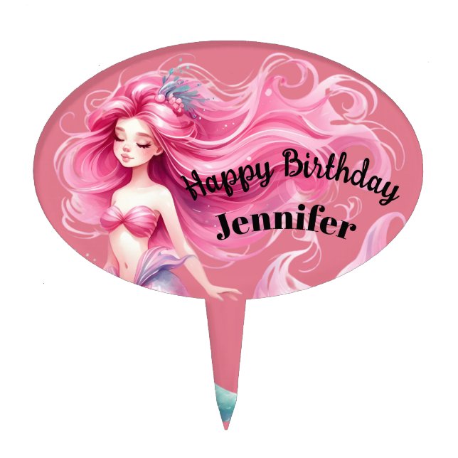 Fairytale Mermaid Party Theme Cake Topper (Front)