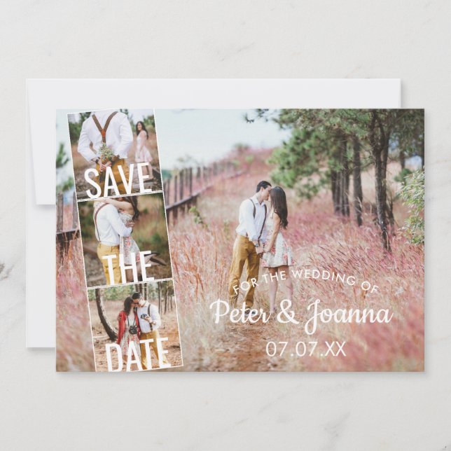 Fairytale Modern 5 Photo Save The Date Wedding Inv Invitation (Front)