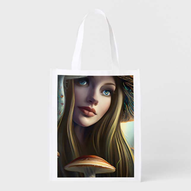 Fairytale Mushroom Fairy Grocery Bag (Front)