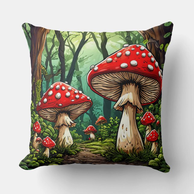 Fairytale 🍄 Mushroom Forest Cozy Gift ✨ Throw Pillow (Front)