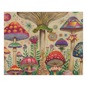 Fairytale Mushrooms Faux Canvas Print