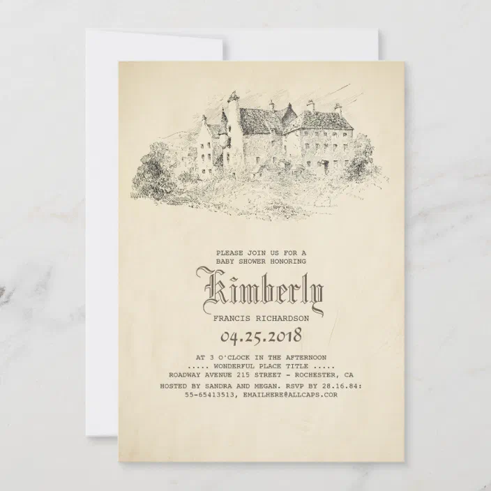 Fairytale Old Castle Vintage Baby Shower Invitation Zazzle Com