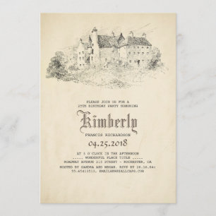 Fairytale Old Castle Vintage Birthday Party Invitation