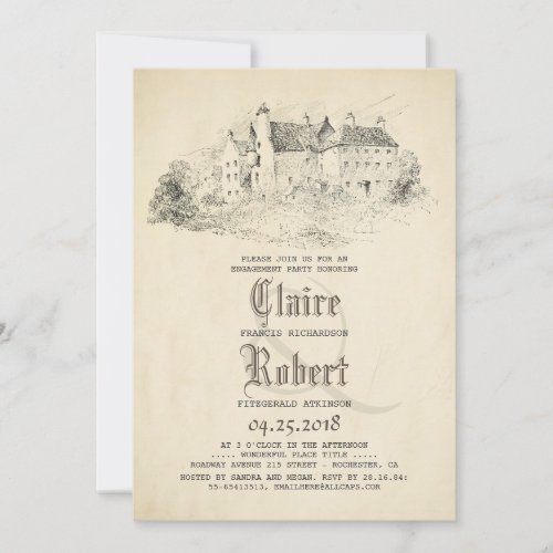 Fairytale Old Castle Vintage Engagement Party Invitation - Fairy tale engagement party invitation.