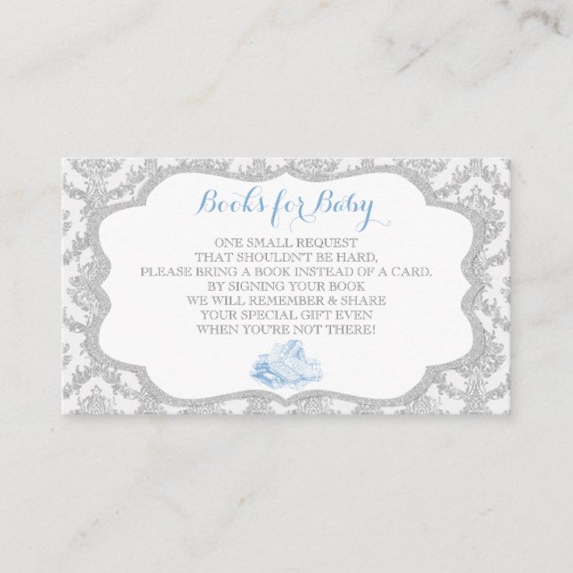 Fairytale Once Upon a Time Book Request Grey Blue Enclosure Card (Front)