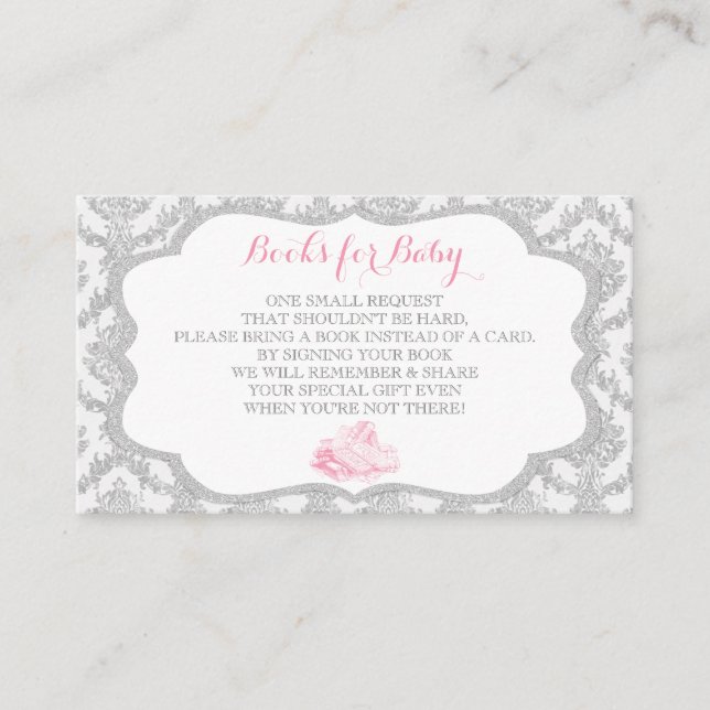 Fairytale Once Upon a Time Book Request Grey Pink Enclosure Card (Front)