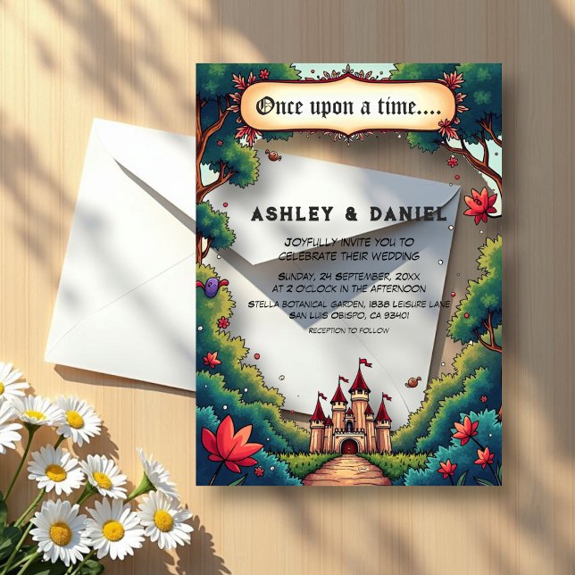 Fairytale Once Upon A Time Castle Woodland Wedding Acrylic Invitations (Creator Uploaded)