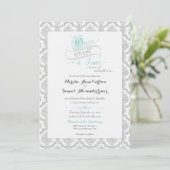 Fairytale Once Upon a Time Damask Turquoise Invitation (Standing Front)