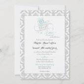 Fairytale Once Upon a Time Damask Turquoise Invitation (Front)