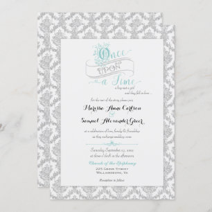 Fairytale Once Upon a Time Damask Turquoise Invitation