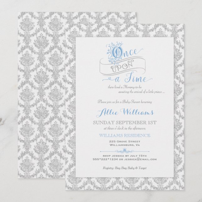 Fairytale Once Upon a Time Prince Baby Shower Invitation (Front/Back)