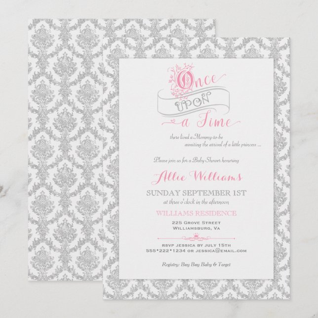 Fairytale Once Upon a Time Princess Baby Shower Invitation (Front/Back)