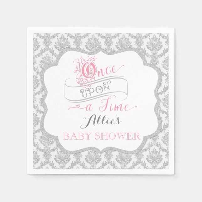 Fairytale Once Upon a Time Princess Damask Paper Napkins (Front)