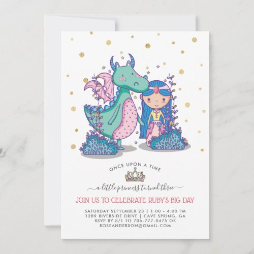 Fairytale Party Invitation  Princess  Dragon
