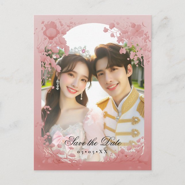 Fairytale photo save the date postcard (Front)