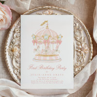 Fairytale Pink Girls Carousel First Birthday Party