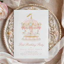 Fairytale Pink Girls Carousel First Birthday Party