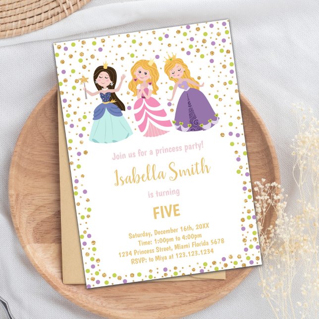 Fairytale Pink Glitter Party Card (Magical Princess Birthday Invitations)