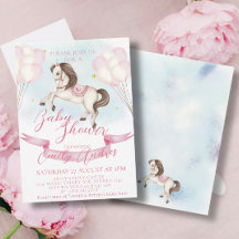 Fairytale Pony Stars Pink Balloons Baby Shower