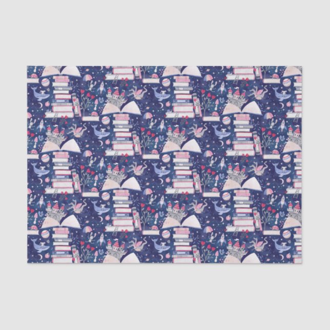 Fairytale Pop Up Book Castle Blue  Tissue Paper (Front)