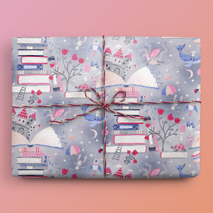 Fairytale Pop Up Book Castle Gray Wrapping Paper