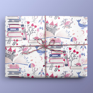 Fairytale Pop Up Book Castle White Wrapping Paper