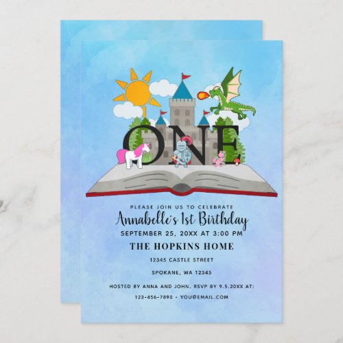 Fairytale Pop Up Book Kids First Birthday Invitation