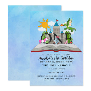 Fairytale Pop Up Book Kids First Birthday Invitation