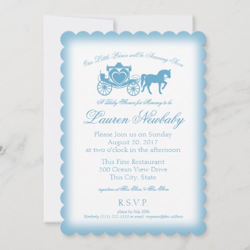 Fairytale Prince Blue Baby Shower Invitation