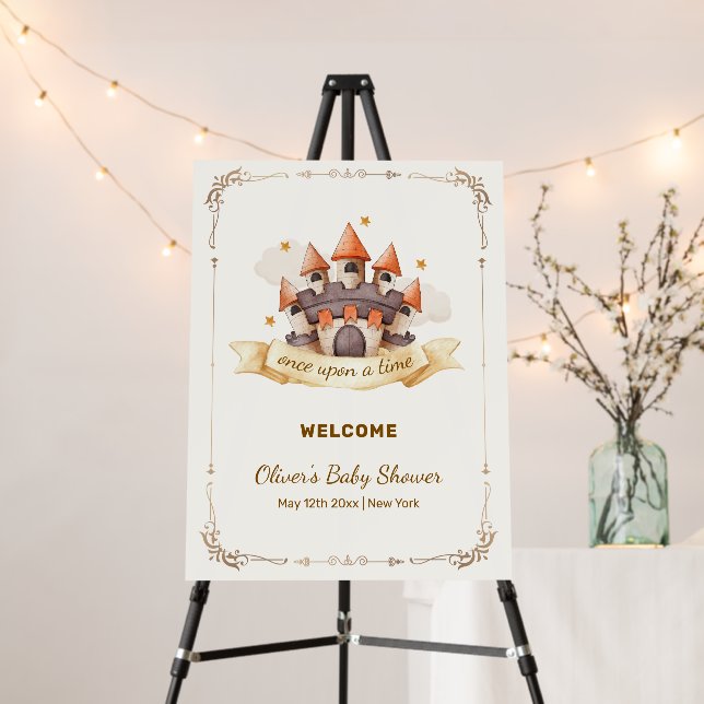 Fairytale Prince Castle Baby Shower Welcome Sign (In Situ (Stand))