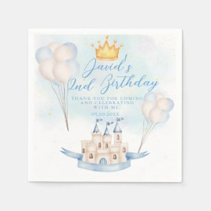 Fairytale prince Castle Crown party 3d Birthday Napkins