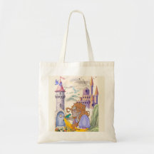 Fairytale Princess and Castle Vintage Tote Bag