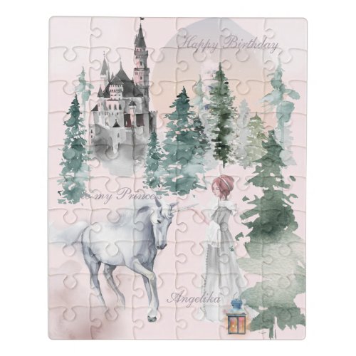 Fairytale Princess and Unicorn of Forest Castle  J Jigsaw Puzzle