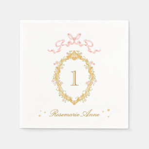Fairytale Princess Big Number Girly Birthday Party Napkins