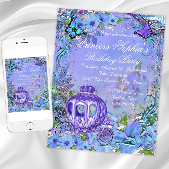 Fairytale Princess Birthday Party Invitation (Fairytale princess birthday party invitation. Instant download and printed invitations available.)