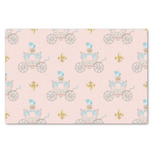 Fairytale Princess Carriage Blush Gold Aqua Tissue Paper