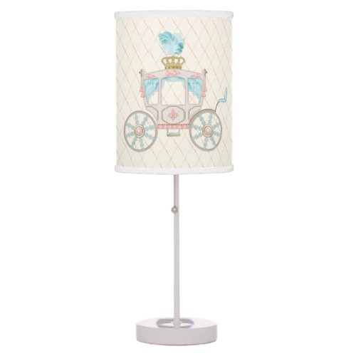 Fairytale Princess Carriage Blush Ivory Aqua Table Lamp