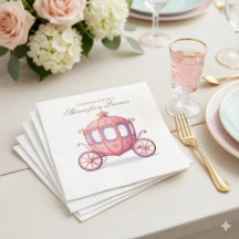 Fairytale Princess Carriage Custom Paper Napkins