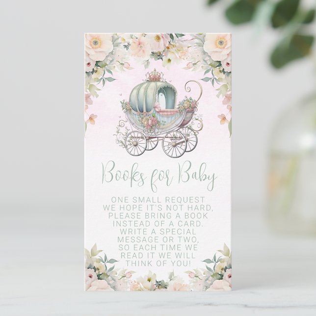 Fairytale Princess Carriage Floral Book Request Enclosure Card (You can change all of the text.)