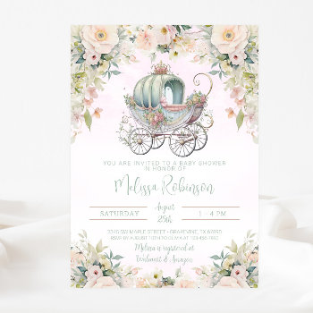 Fairytale Princess Carriage Girl Watercolor Invitation by The_Baby_Boutique at Zazzle