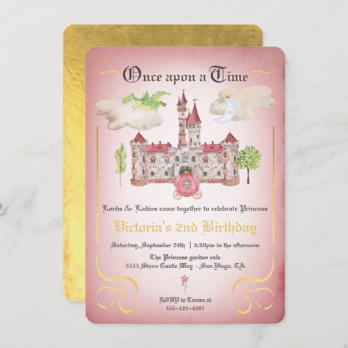 Fairytale Princess Castle Birthday Party Invitation