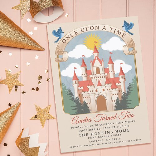 Fairytale Princess Castle Girls Birthday  Invitation