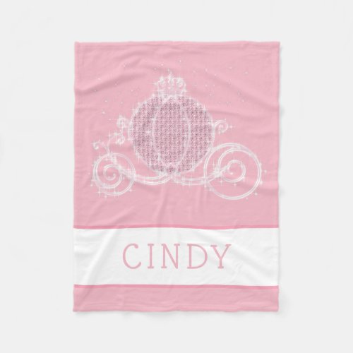 Fairytale Princess Coach Personalized Pink Girls Fleece Blanket